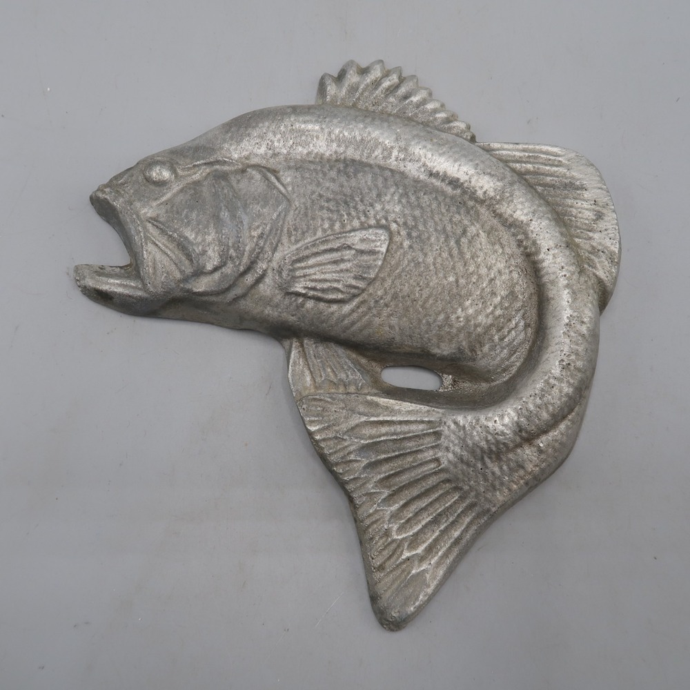 Vintage Bass Fish Aluminum Metal Wall Art Decor by Bradley & Hubbard BH 7 in